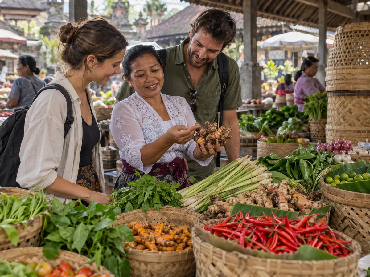 Visit to Pejeng Market before a Balinese cooking class