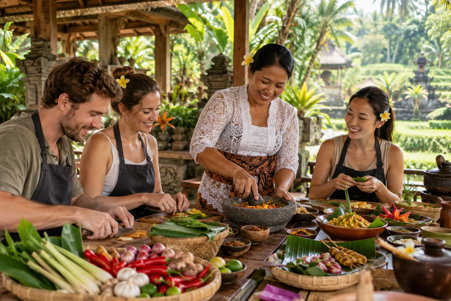 Authentic Balinese cooking experience near Ubud in Pejeng
