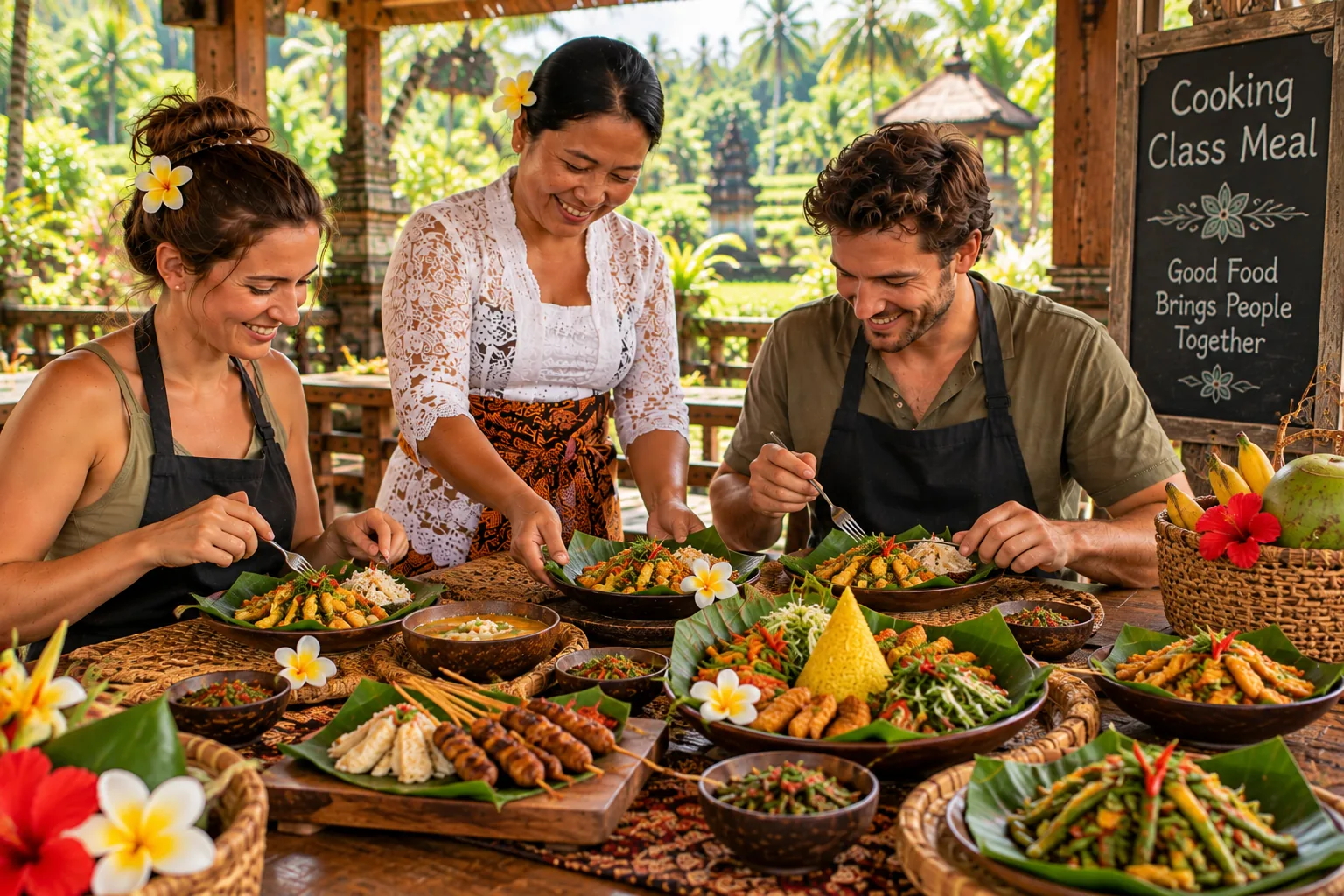 Hands-on Balinese cooking class with shared meal near Ubud