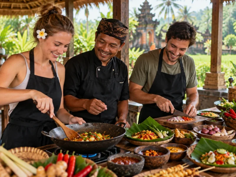 Balinese dishes prepared during a hands-on cooking class