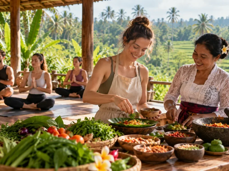 vegetarian yoga balinese cooking experience